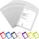 ANZNKU 100 Pcs Resealable Mylar Bags with Clear Window Bags Packaging Bags Foil Pouch Zipper Bag for Jewelry Sample Candy Food (6.29x9.44 inches, White)
