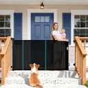 71'' Retractable Baby Gates Extra Wide for Stairs, 42" Tall Black Mesh Dog Child Pet Safety Indoor Outdoor Retractable Gate for Doorways, House, Hallway, Deck with Reinforcement Strips