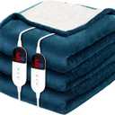 HOW'S MY HOUSE Heated Blanket 90" x 100", Dual Control Electric Blanket King Size with 10 Time Settings & 6 Heating Levels, Over-Heat Protection, Flannel Sherpa Super Cozy with ETL Certification, Blue