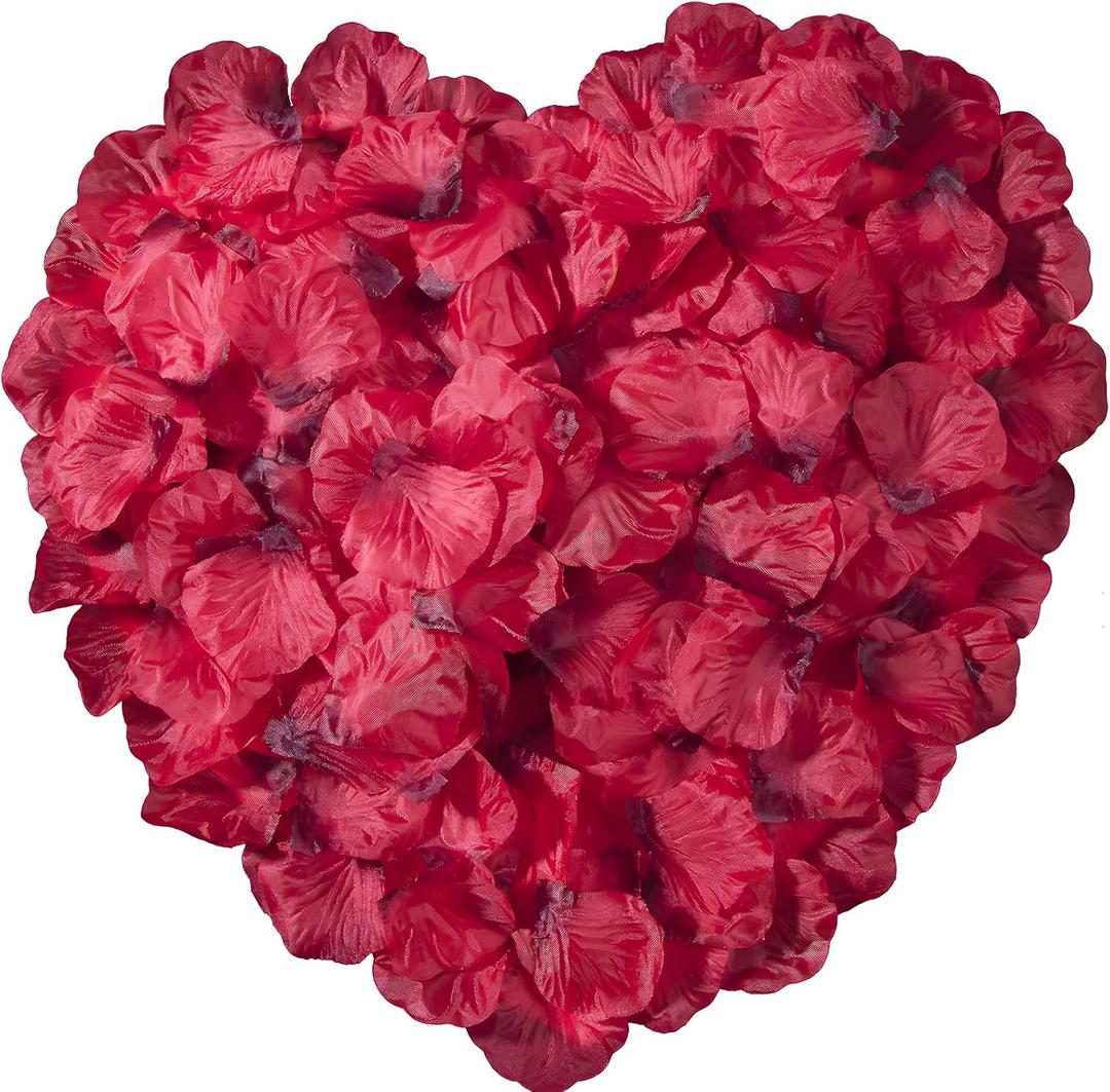 4 x CO-RODE 1200pcs Wedding Decoration Silk Dark Red and Burgundy Rose Petals, Artificial Flowers(Burgundy)
