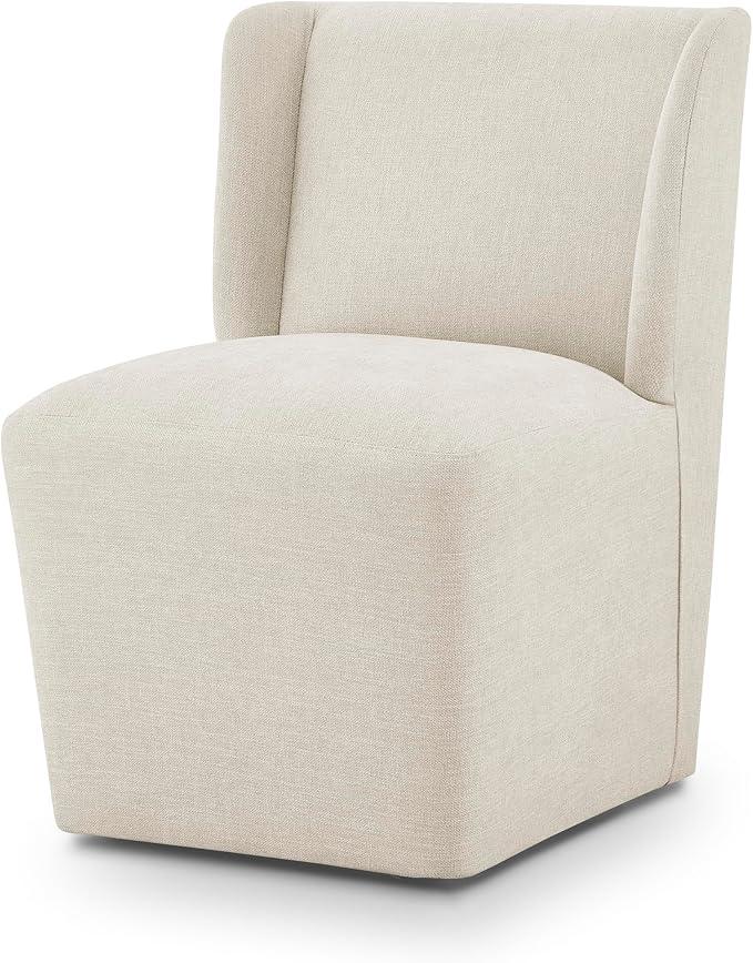 KISLOT Upholstered Dining Chairs Set of 1 with Casters, Cream Beige
Wingback Modern Dining Room Chairs with Rollers, Armless Side Chair with Easy-clean Linen Look Fabric for Kitchen Dining Room