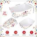 Ceenna 50 Pcs Red White Blue Wildflower Graduation Party Decor 2026 Floral Paper Food Serving Tray Freshly Flower Congrat Grad Food Boat Class of 2026 Disposable Plate Supplies for Snack Nacho Popcorn