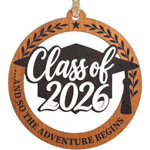 2 x Class of 2026 Ornament - Graduation Gift – Cap & Tassel | Senior Keepsake – Congrats Card – Graduation Ornament 2026 – Solid Wood Laser-Cut – Car Hanging