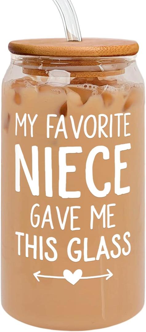 Aunt Gifts from Niece - Gift for Aunt, Auntie Gift from Niece - Birthday, Mothers Day Gifts for Auntie, Aunty - 16 Oz Can Glass
