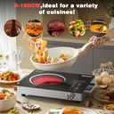 Karinear Portable Electric Stove 110V, 1800W Electric Hot Plate with Handle, Knob Control Single Burner Electri Cooktop, Ceramic Infrared Countertop Burner, Timer, Safety Lock