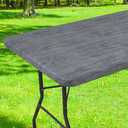Smiry Rectangle Table Cloth Cover, Waterproof Elastic Fitted Picnic Tablecloth for 4 Foot Tables, Wipeable Flannel Backed Vinyl Tablecloths for Camping, Dining, Outdoor (Dark Grey, 24" x 48")