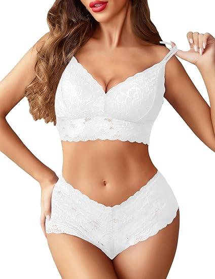 Avidlove Sexy Lingerie for Women Floral Lace Bralette  Set S