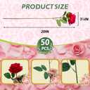 50 PCS Fake Red Roses, Artificial Red Flowers Bulk Realistic Silk Faux Rose with Stems for Wedding Decoration Anniversary Bridal Bouquet DIY Floral Arrangement Romantic Home Decor Gifts