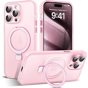 Designed for iPhone 11 Pro Max Case with Magnetic Invisible Ring Stand [Military Drop & Full Camera Lens Protection] [Compatible with Mag-Safe] Matte Translucent Slim Phone Cases 6.5",Pink