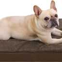 KSIIA Orthopedic Dog Bed Crate Waterproof Pet Mats for Medium Dogs Deluxe Plush Washable Pet Bed with Egg Crate Foam & Removable Cover, 29 x 18 Inch, Brown