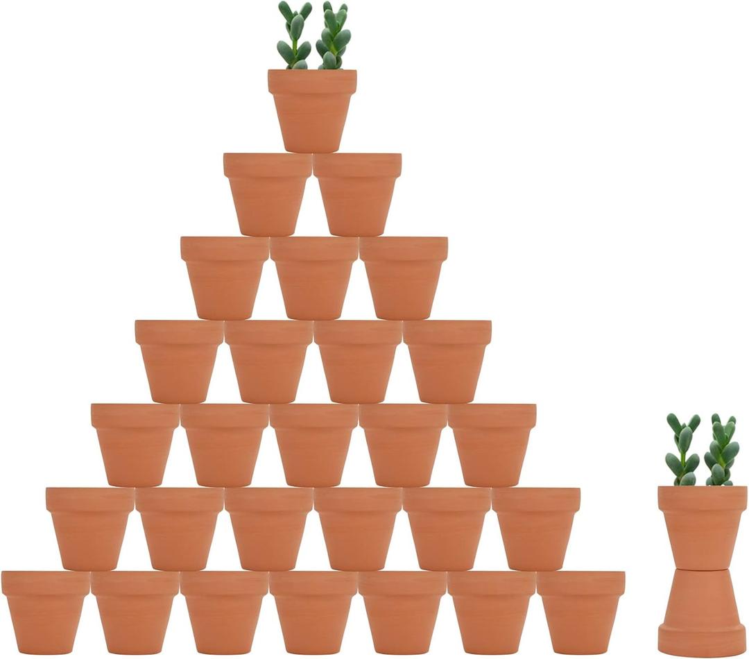 32pcs Small Mini 2" Terracotta Pot Clay Ceramic Pottery Planter, Cactus Flower Nursery Terra Cotta Pots, with Drainage Hole, for Indoor/Outdoor Succulent Plants, Crafts, Wedding Favor