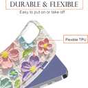 luolnh Compatible with iPhone 13 iPhone 14 Case Colorful Retro Oil Painting Printed Flower Glitter Glossy Cute Protective TPU Silicone Cover Phone Case for Girls Women(Pink Purple)