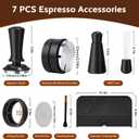 7 PCS Espresso Accessories, 54mm Espresso Tamper Tools, Coffee Distributor, WDT Tool Espresso Machine Accessories, Food Grade Silicone Espresso Tamping Mat, Dosing Funnel, Cleaning Brush & Puck Screen