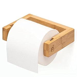 PYINRUOLI Bamboo Wall Mounted Toilet Paper Holder, Wooden Toilet Paper Holder, Adhesive Bathroom Tissue Holder, Wood Toilet Paper Roll Holder Tissue Holder for Bathroom (Natural)