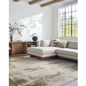 Livabliss x Galey Alix Myrtle Avenue III Modern Abstract Area Rug, 6'7" x 9' (7' x 9'), Cream/Taupe