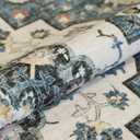 Washable Oriental Area Rug - 3x5 Rugs for Living Room Soft Carpet for Bedroom Waterproof Floral Distressed Indoor Stain Resistant Non-Shedding Floor Carpets (Blue, 3X5)