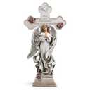  Angel with Memorial Cross Garden Statue, Religious Outdoor Dcor