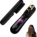 Go Brush Pro for Short Hair, 2026 Upgraded Go Brush Pro, Portable Straightener Brushs for Travel, Cordless Fast Heating Hair Straightener with LCD Temperature Display, Smooth Frizz (black1)