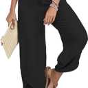 Capri Pants for Women Wide Leg Summer Beach Capris High Waist Casual Palazzo Pants Cropped Loose Pants with Pockets, Size L (Black)
