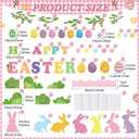 Pajean Happy Easter Bulletin Board Set 3D Honeycomb Classroom Decoration Easter Bunny Egg Cutouts Spring Bulletin Board Classroom DIY Craft Kit for Party School Chalkboard Home Door Wall Window