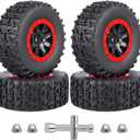 HobbyPark 12mm Hex PreGlued 1/10 RC Short Course Wheels and Tires Set for Traxxas Slash 2wd 4X4 VXL BL-2S Redcat Blackout SC Pro TR10, Losi 22S SCT 2S 3S 4S Lipo Brushless Systems (Style C)