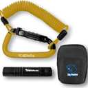 Motorcycle Helmet Lock & Security Cable - Yellow Carabiner Combination Lock Secures Your Helmet, Jacket, Gloves, or Bag - Helmet Lock with Free Carry Pouch & a Small Flashlight