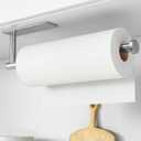 Paper Towel Holder - Self-Adhesive or Drilling, Brushed Nickel, Wall Mounted, SUS304 Stainless Steel Kitchen Roll Dispenser Under Cabinet (Silver)