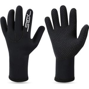Oumers 3MM Double-Lined Neoprene Scuba Gloves Diving Gloves, Woman Man Teenager Five Finger Wetsuit Gloves Use for Snorkeling, Swimming, Surfing, Sailing, Boating, Kayaking, Diving, L