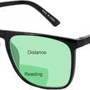 MARE AZZURO Large Bifocal Reading Glasses Men Blue Light Blocking Readers Square Reader 0 1.0 1.5 2.0 2.5 3.0 3.5 (Black, 2.00)