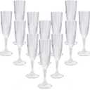 12 Pcs Plastic Champagne Flutes, 7 Oz Acrylic White Champagne Flutes, Plastic Goblets Champagne Glasses for Wedding Bridal Shower Bars Party(Clear)