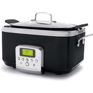 GreenPan Elite 8-in-1 Programmable 6QT Electric Slow Cooker, Dishwasher Safe Lid & Removable Crock, PFAS-Free Healthy Ceramic Nonstick Multi-Cooker, Sear, Saut, Brown, Steam Basket, Roast, Black