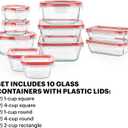 Pyrex Freshlock (10-Pack) Mixed Sized Airtight Glass Food Storage Container Set, Non Toxic, with Plastic BPA-Free Leakproof Locking Lids
