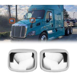 High Soar Chrome Hood Mirror Covers Pair for Freightliner Cascadia 2008-2017, Driver and Right Side Hood Mirror Covers for Freightliner Cascadia (Passenger and Driver Side)