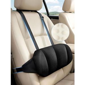 Adjustable Car Seat Lumbar Support Pillow Dual Straps Memory Foam Lower Back Waist Support Cushion with Convex Point Design Removable Cover for Vehicle SUVs Driving Travel Accessories Office Chair