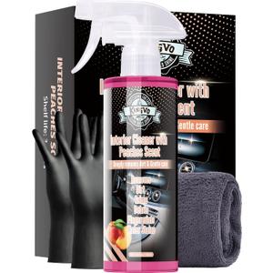 Car Interior Cleaner Spray, Multipurpose Leather Seat Cleaner Upholstery Car Cleaning Kit Auto Dashboard Vinyl Detailing Supplies Kit,Peach Scent