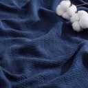 Bedsure GentleSoft 100% Cotton Large Blanket Oversized King for Bed 120x94 inches - Breathable Soft Cozy Herringbone Woven Blanket for Summer, Couch Cover, Navy Blue