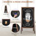 A Frame Chalkboard Sign, 40" x 20" Extra Large Wooden A-Frame Sign Board with Chalk Marker, Double-Sided Magnetic Sidewalk Chalkboard Easel Display for Restaurant, Business, Wedding