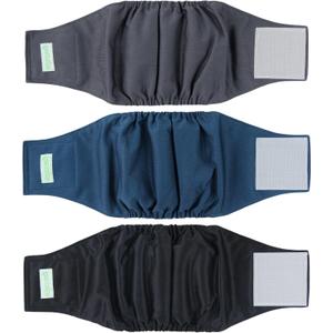 wegreeco Washable Dog Diapers - Washable Male Dog Belly Wrap - Pack of 3 - (Black, Charcoal, Navy, Medium)