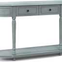 Vintage Console Table with Storage, Wooden Entry Table with 2 Drawers, Open Shelf, Solid Wood Legs, Retro, Classic Long Narrow Sofa Table for Entryway, Living Room, Hallway, Blue,
JV11262BL