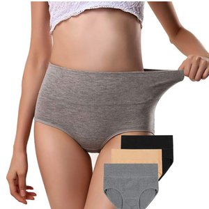 ANNYISON Womens Underwear, Soft Cotton High Waist Breathable Solid Color Briefs Panties for Women L