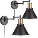 Wall Lamps, Swing Arm Wall Lamp Wall Sconce 2-Pack Plug in Cord with Switch,Vintage Barn Wall Light Bronze Black Lamp Lobby, Hallway, Kitchen, Dining Room, Restaurant, Caf