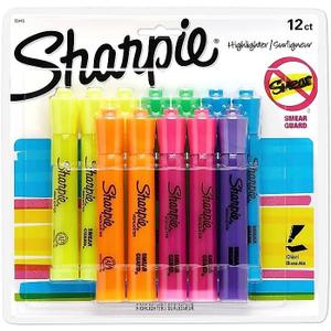 SHARPIE Tank Style highlighters, Assorted Ink Colors, Chisel tip, Assorted Barrel Colors, 12/Pack