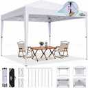 COBIZI 10x10 Pop up Canopy Tent, 10 by 10 Easy Setup Pop up Gazebo with 4 Sidewalls & Center Lock, Small Portable Instant Waterproof Outdoor Tent Canopy for Patio Backyard Vendor Event Sports (White)