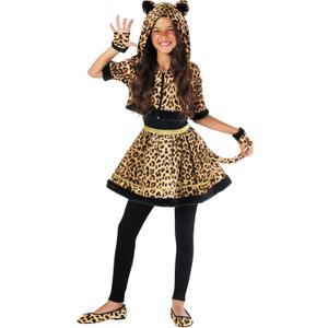 Morph Leopard Cat Costume for Girls - Kids Black Cat Halloween Costume (10-12 Years)