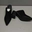 JeimPoey Womens Mules Pumps Point Closed Toe Slip-on Heels Stacked Chunky Block Heel Backless Clogs, 11, Black