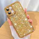 ZIYE for iPhone 16 Glitter Case Cute Luxury Dimond Shiny Design for Women Girls Soft TPU Shockproof Protective Slim Sparkle Bling Phone Case Gold