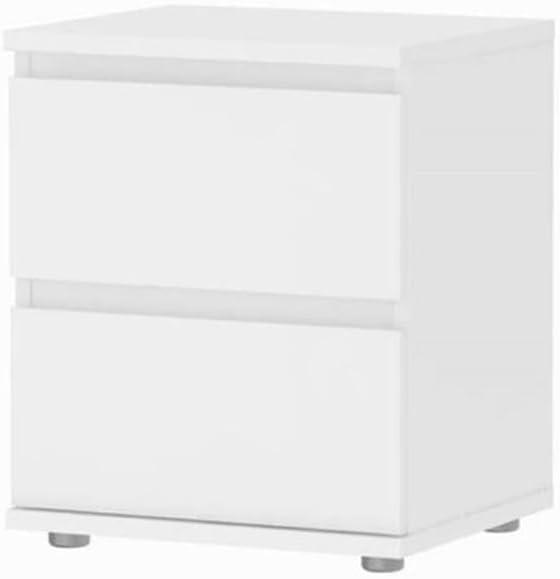 Tvilum 2 Drawer Bedroom Nighstand, White, 15.83 in X 13.39 in X 18.98 in