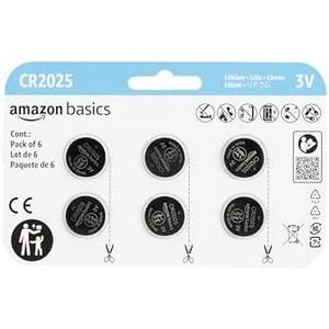 Amazon Basics 6-Pack CR2025 Lithium Coin Cell Battery, 3 Volt, Long Lasting Power, Mercury-Free