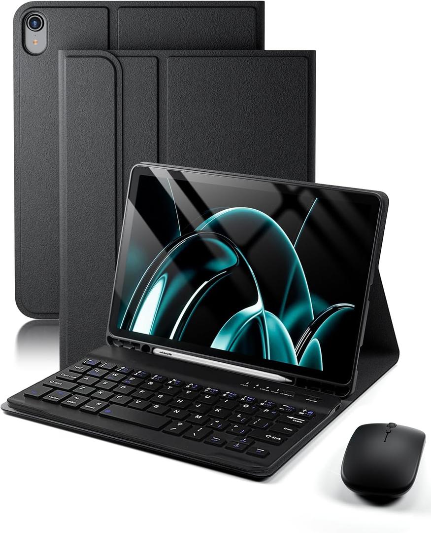 TUNKARMOR Keyboard Case for iPad mini 7 (A17 Pro 2024) & Mini 6 (2021) 8.3inch - with Mouse and Magnetically Keyboard, Case with Pencil Holder for iPad mini 7th/6th Generation, Auto Sleep/Wake, Black