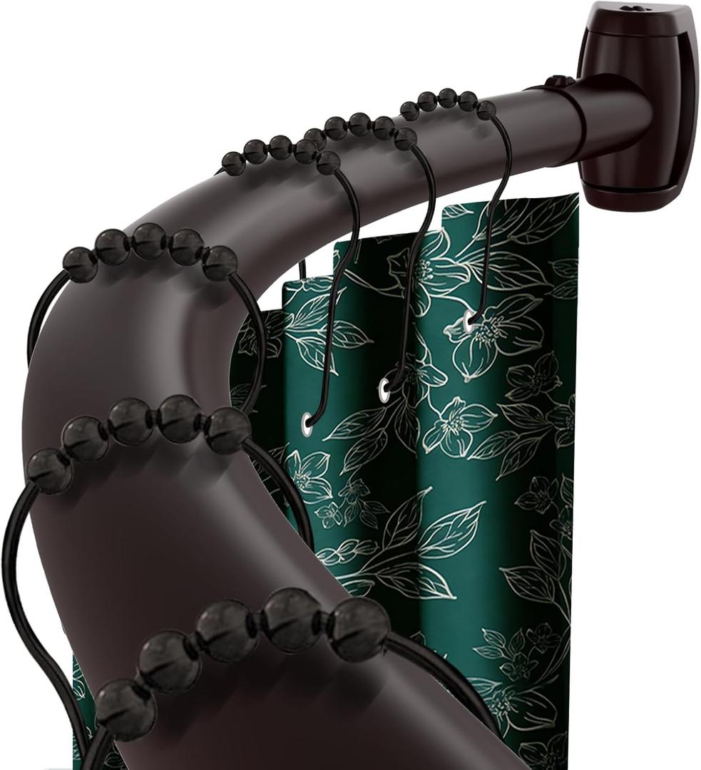 Bronze Curved Shower Curtain Rod 33-78 Inches Adjustable Shower Rods Curved Round Bowed Rust proof, Premium Stainless Steel Need To Drill Shower Curtain Rod for Bathroom, Bathtub, Stall